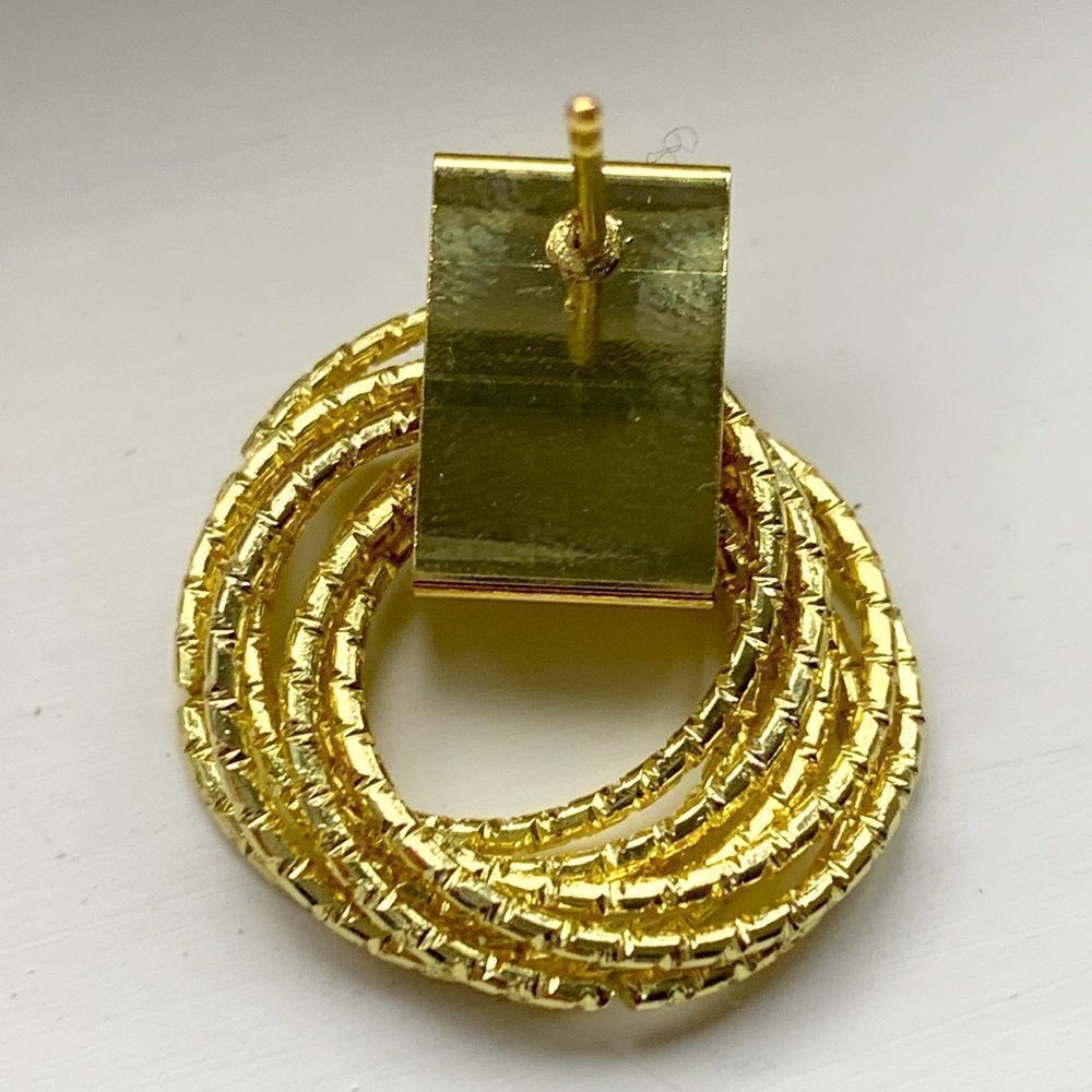 Marais Gold Tone Twisted Doorknocker Earrings - Picture 6 of 7